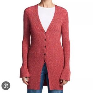 THEORY Women's Rib-knit Mid-length Cardigan In Sunset Multi